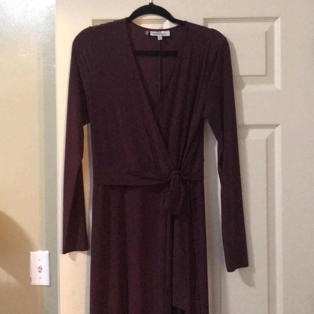 Formal floor length dress. Front tie and deep V